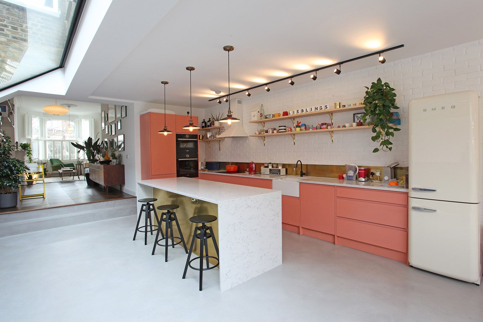 The view from the back to the front of the house